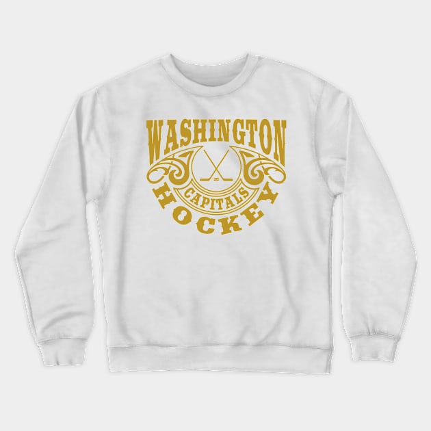 Vintage Retro Washington Capitals Hockey Crewneck Sweatshirt by carlesclan